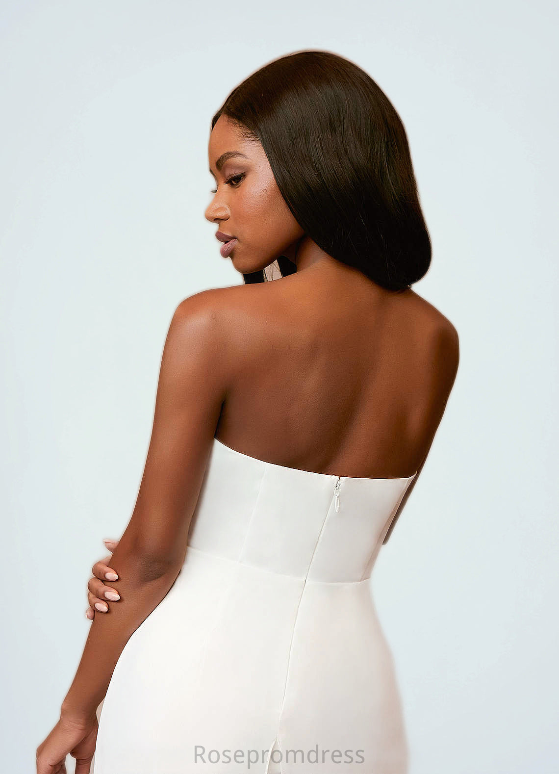 Marie Strapless Sweetheart Neckline Chiffon Jumpsuit Diamond White SRSP0020064