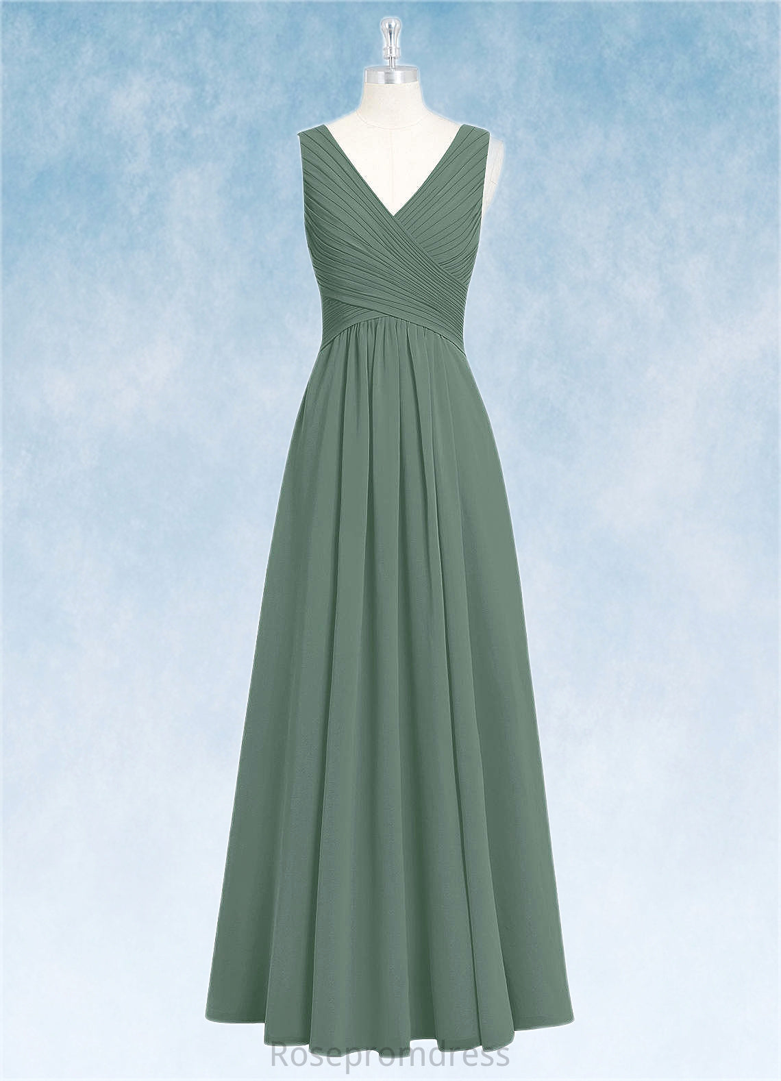 Sharon A-Line Pleated Chiffon Floor-Length Dress SRSP0019699