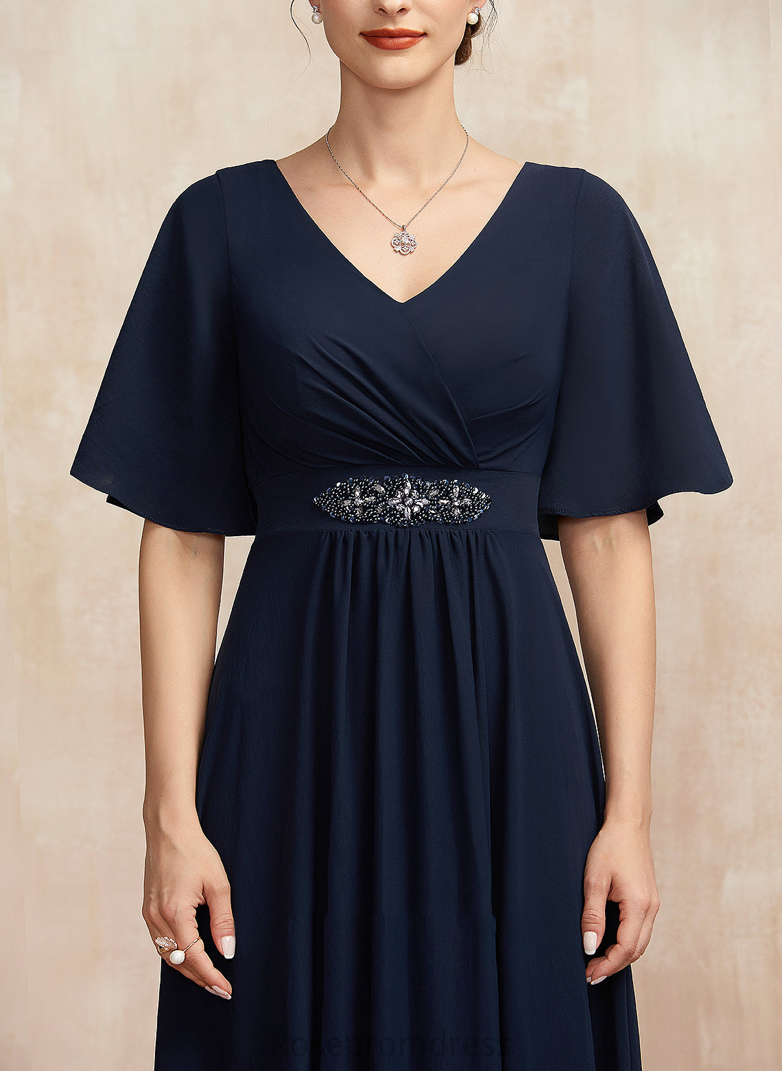 Mother of the Bride Dresses A-Line V-neck Bride Dress Ruffle of With the Mother Annabelle Ankle-Length