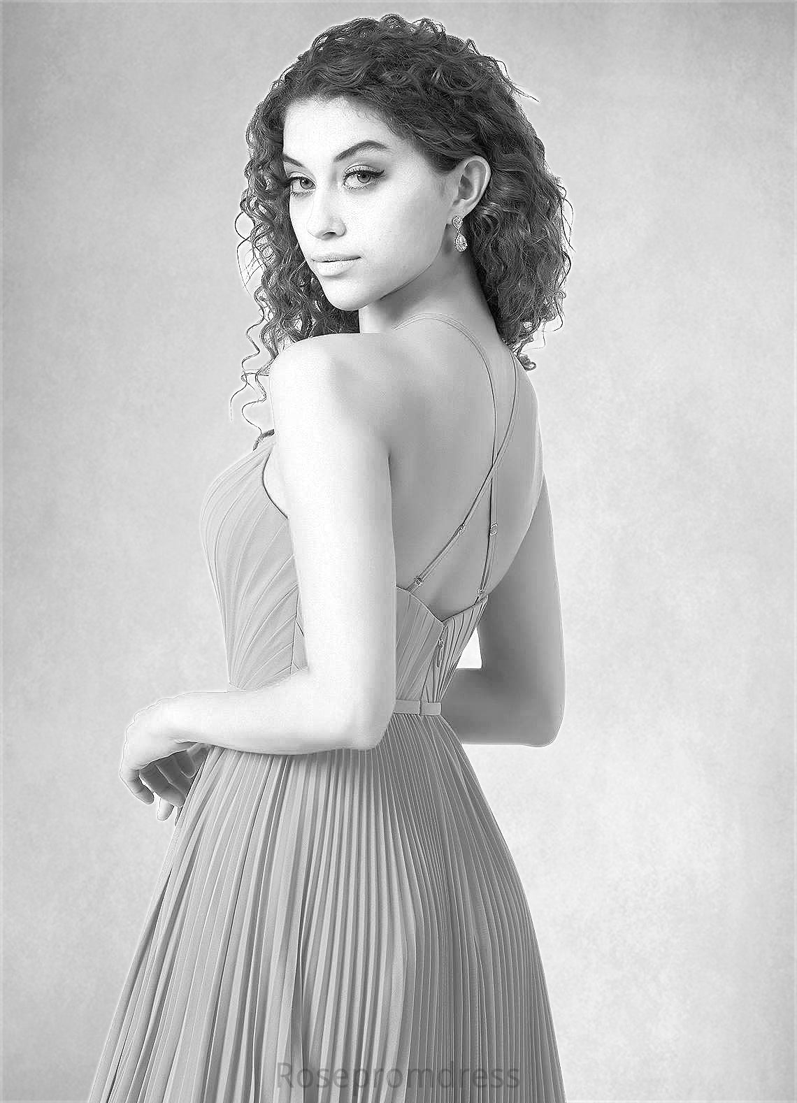 Simone A-Line Pleated Chiffon Tea-Length Dress SRSP0019711