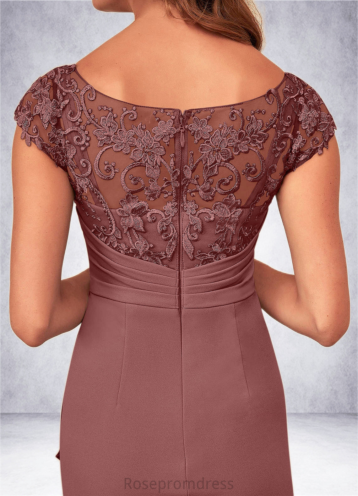 Jacquelyn Mermaid Lace Stretch Crepe Floor-Length Dress SRSP0019898