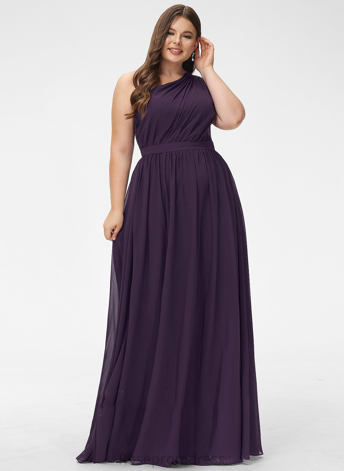 Silhouette Floor-Length Ruffle Embellishment One-Shoulder Neckline Fabric A-Line Length Lori Bridesmaid Dresses