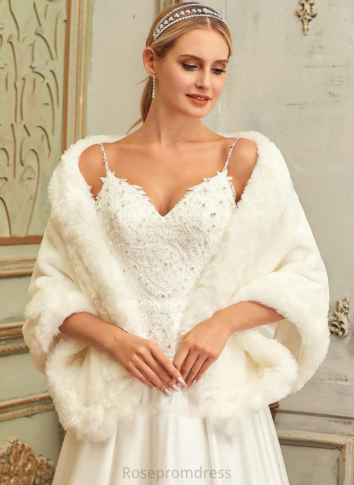 Pockets Lace Sweep Beading Sequins Wedding V-neck Maud Wedding Dresses Dress Lace Ball-Gown/Princess With Satin Train