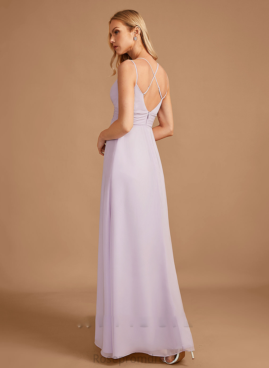 Fabric Neckline V-neck A-Line Length Embellishment Ruffle Floor-Length Silhouette Journey V-Neck Short Sleeves Bridesmaid Dresses