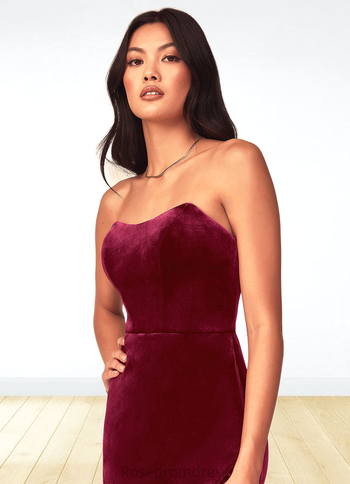 Quinn A-Line Strapless Velvet Floor-Length Dress SRSP0019776