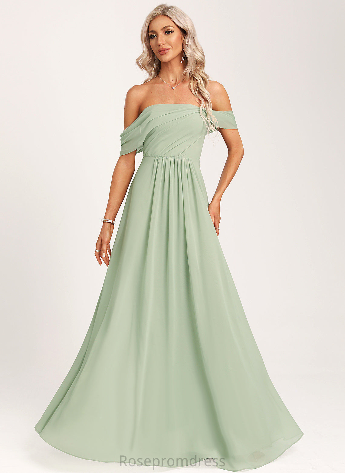 Fabric Floor-Length Ruffle Off-the-Shoulder Length Neckline Silhouette Embellishment A-Line Kit Velvet Trumpet/Mermaid Bridesmaid Dresses