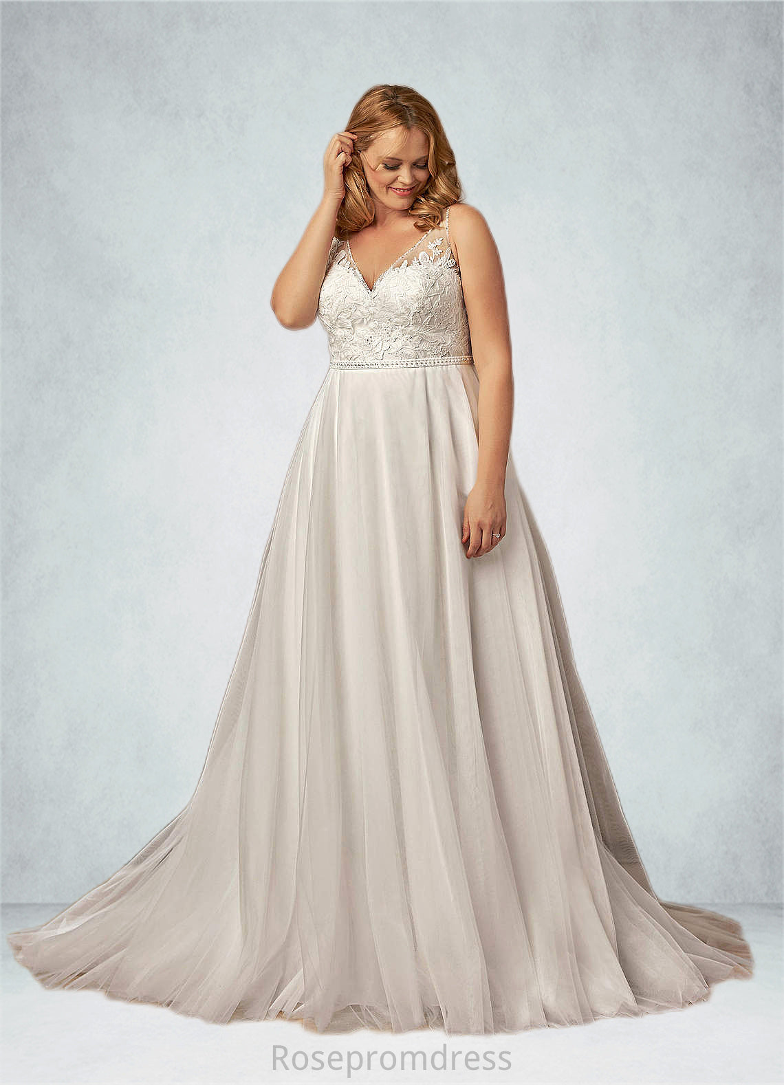 Tiara A-Line Sequins Tulle Chapel Train Dress SRSP0020100