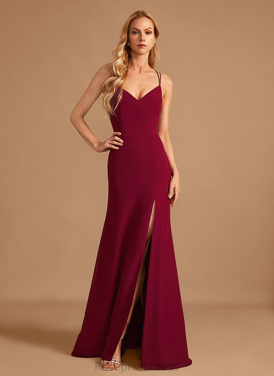 V-neck Fabric Length Embellishment Neckline Trumpet/Mermaid Floor-Length Silhouette SplitFront Olga Floor Length A-Line/Princess Bridesmaid Dresses