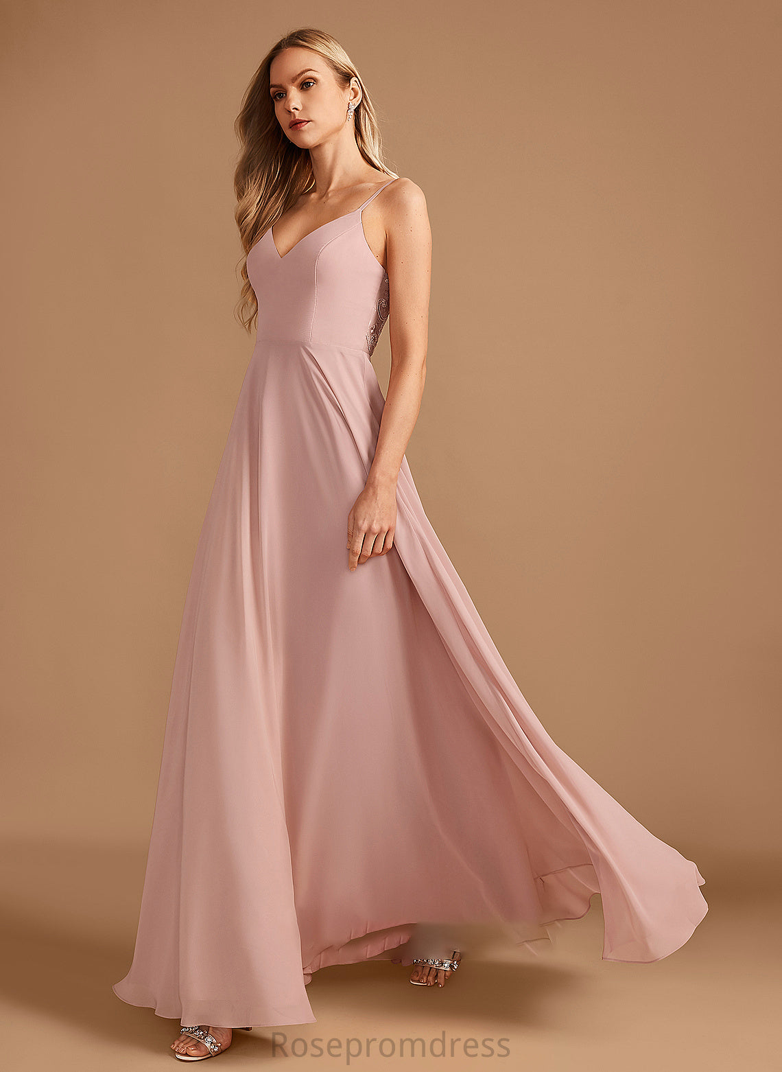 Silhouette Lace A-Line V-neck Length Embellishment Floor-Length Neckline Fabric Jaylen Bridesmaid Dresses