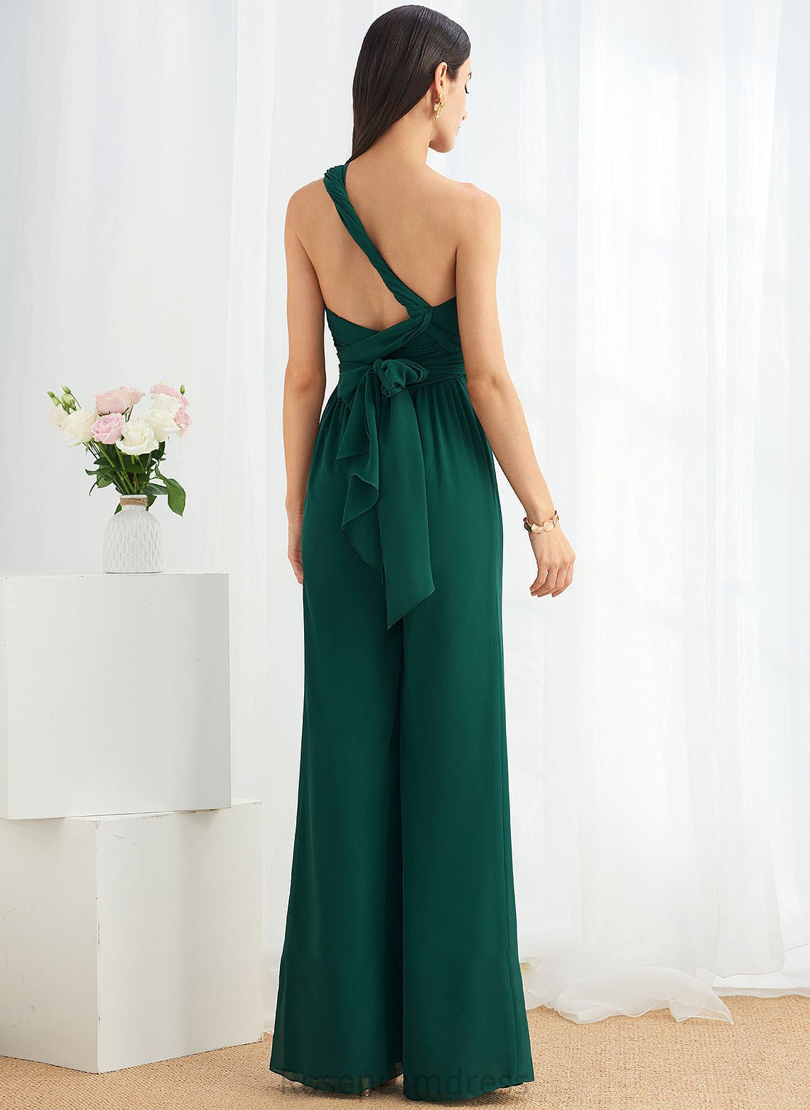 Fabric One-Shoulder Straps Neckline Ruffle Length Embellishment Floor-Length HighNeck Halter V-neck Athena Bridesmaid Dresses