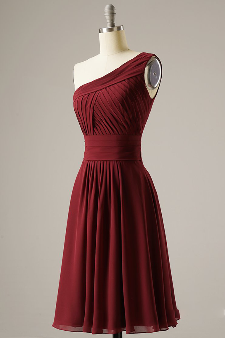One Shoulder Pleats Short Prom Ivy Homecoming Dresses Dress