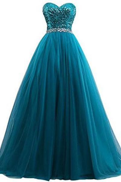 Sweet 16 Tulle Sequin Ball Gown Prom Dresses for Quinceanera RS210
