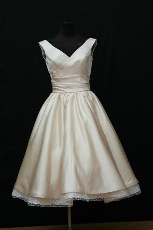 2024 V Neck Satin With Ruffles A Line Homecoming Dresses