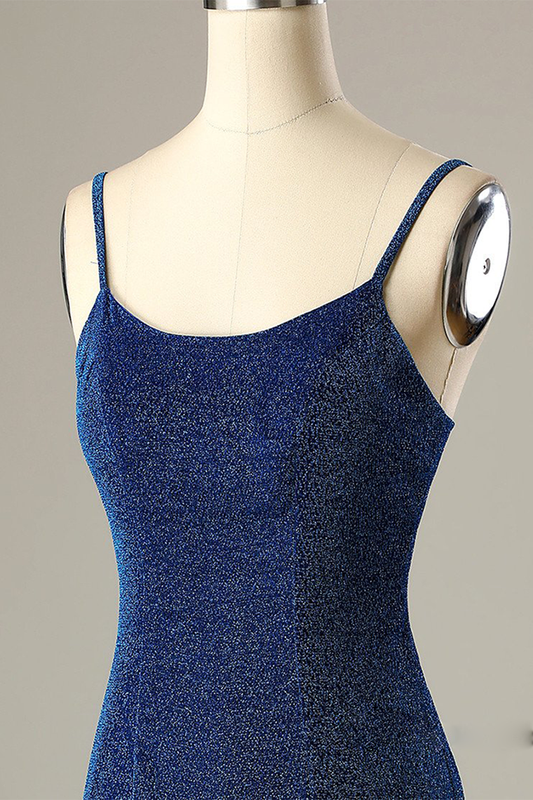 Sheath Homecoming Dresses Dalia Cocktail Short Backless Navy Blue Dress
