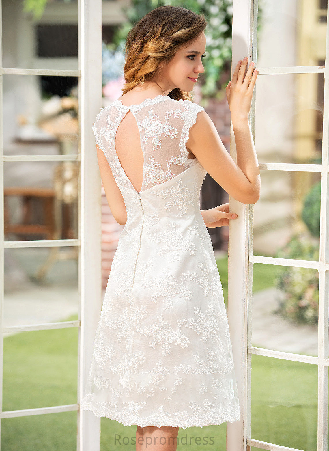 Knee-Length Dress A-Line Sophia Wedding Dresses Scoop Wedding Neck Lace