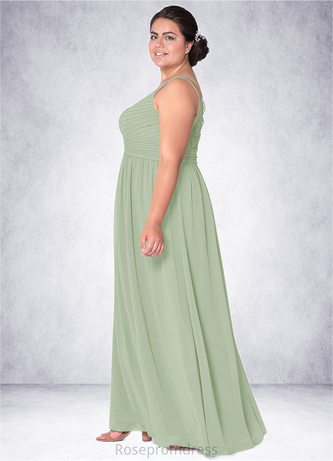 Penelope A-Line Lace Chiffon Floor-Length Dress SRSP0019782