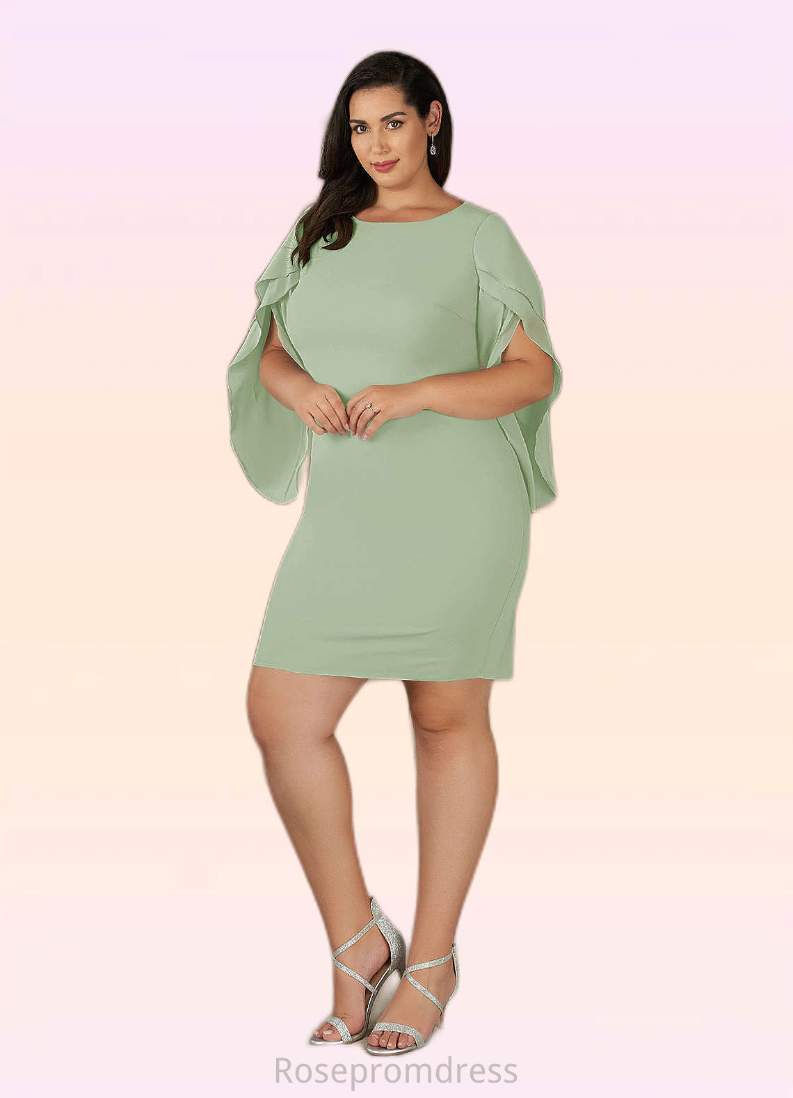 Samara Sheath Ruched Stretch Chiffon Knee-Length Dress SRSP0019895