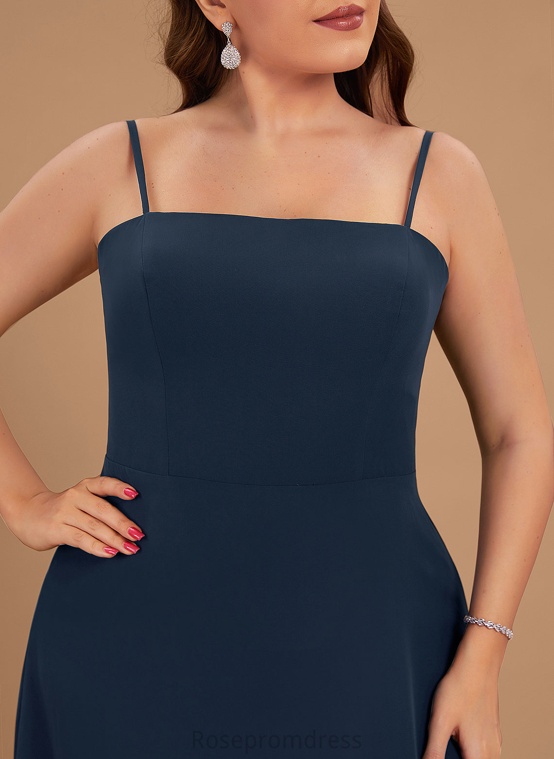 Silhouette Neckline A-Line Length Fabric Straps&Sleeves Square Floor-Length Rosa Satin Sleeveless Natural Waist Bridesmaid Dresses