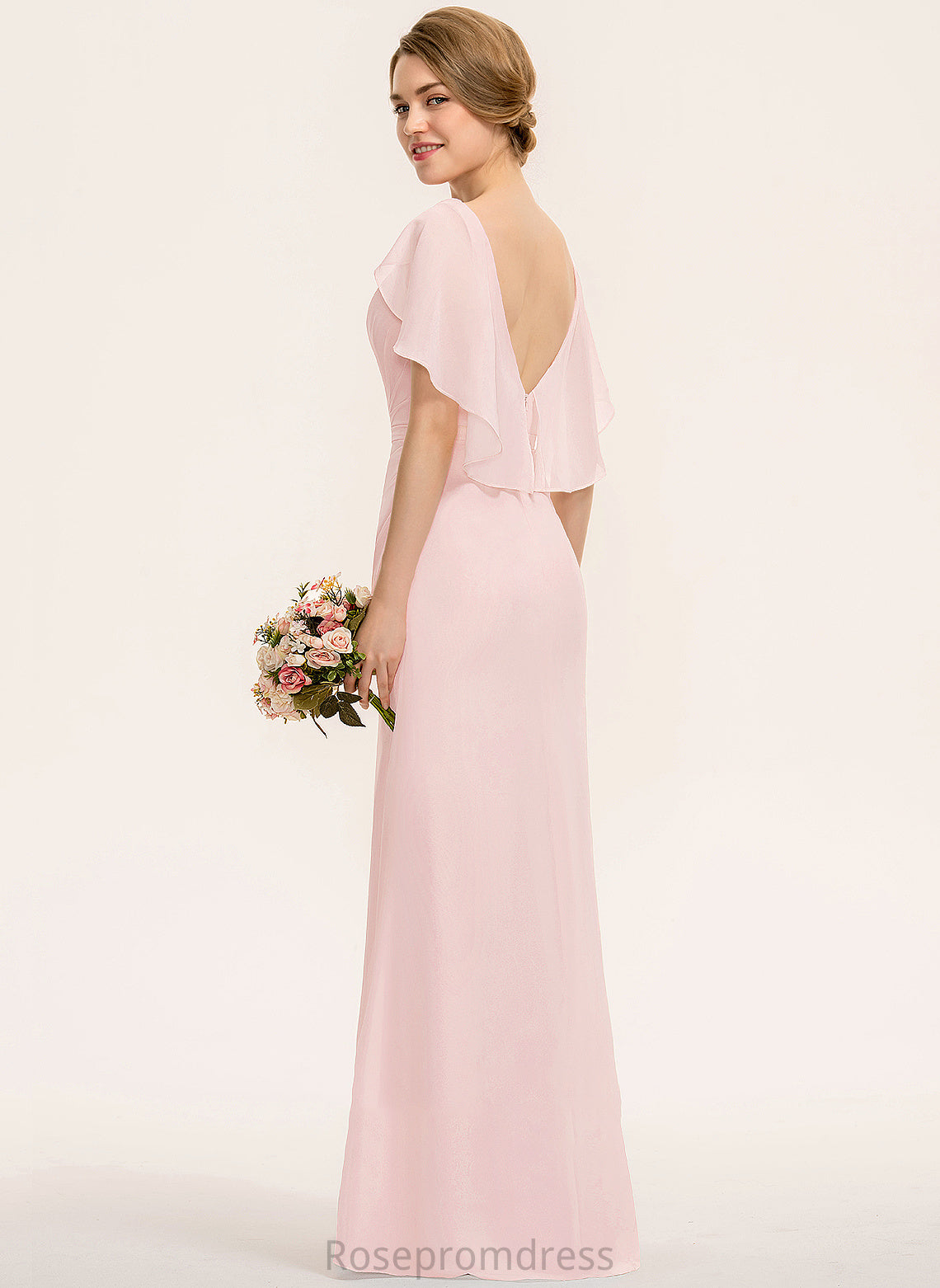 A-Line Embellishment Fabric Silhouette ScoopNeck Length Floor-Length Neckline CascadingRuffles Christina Natural Waist A-Line/Princess Bridesmaid Dresses