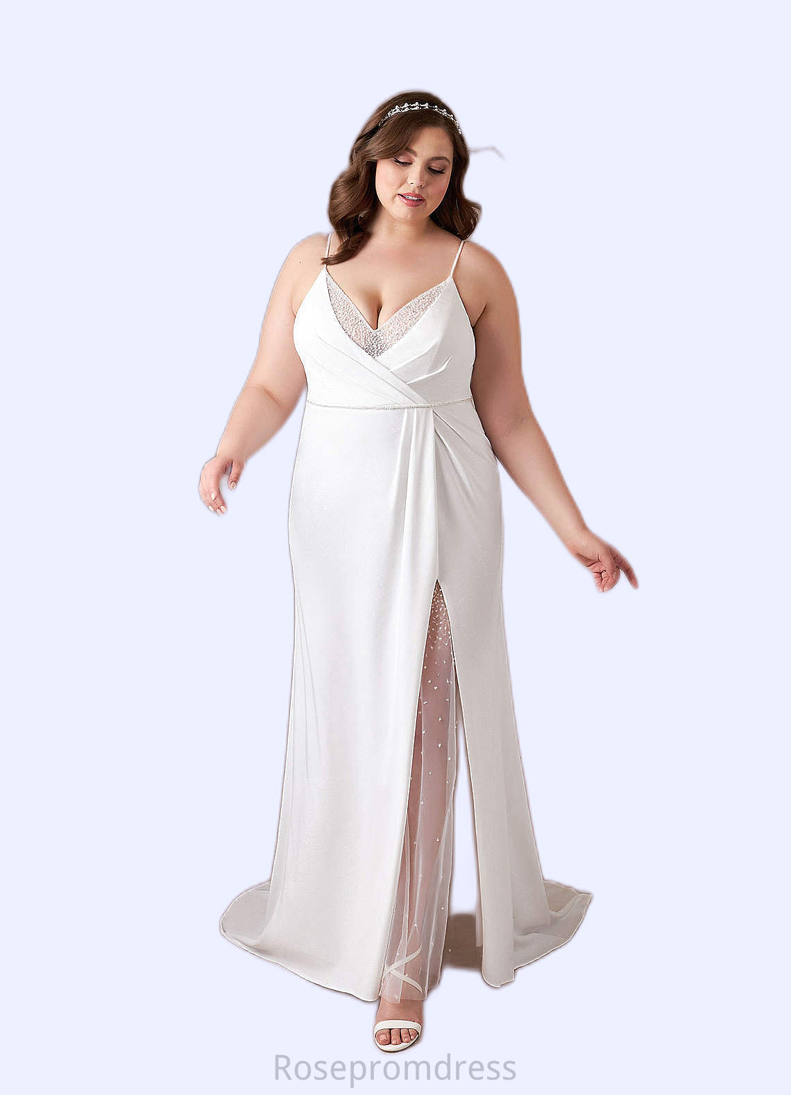 Frances Mermaid Sequins Stretch Crepe Chapel Train Dress SRSP0020112