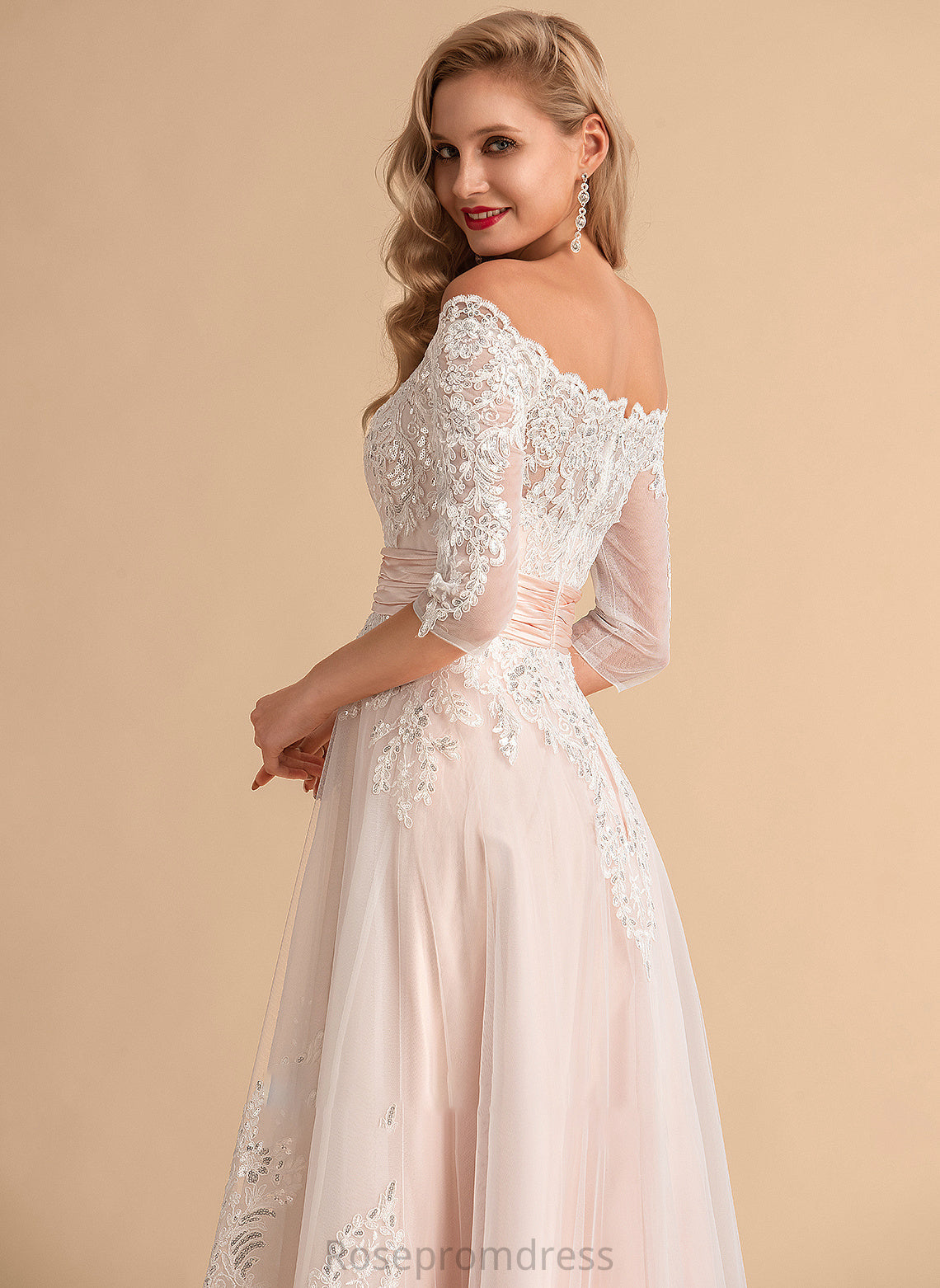 Lace Wedding Dress With Tulle Satin Asymmetrical Sequins Wedding Dresses A-Line Lila
