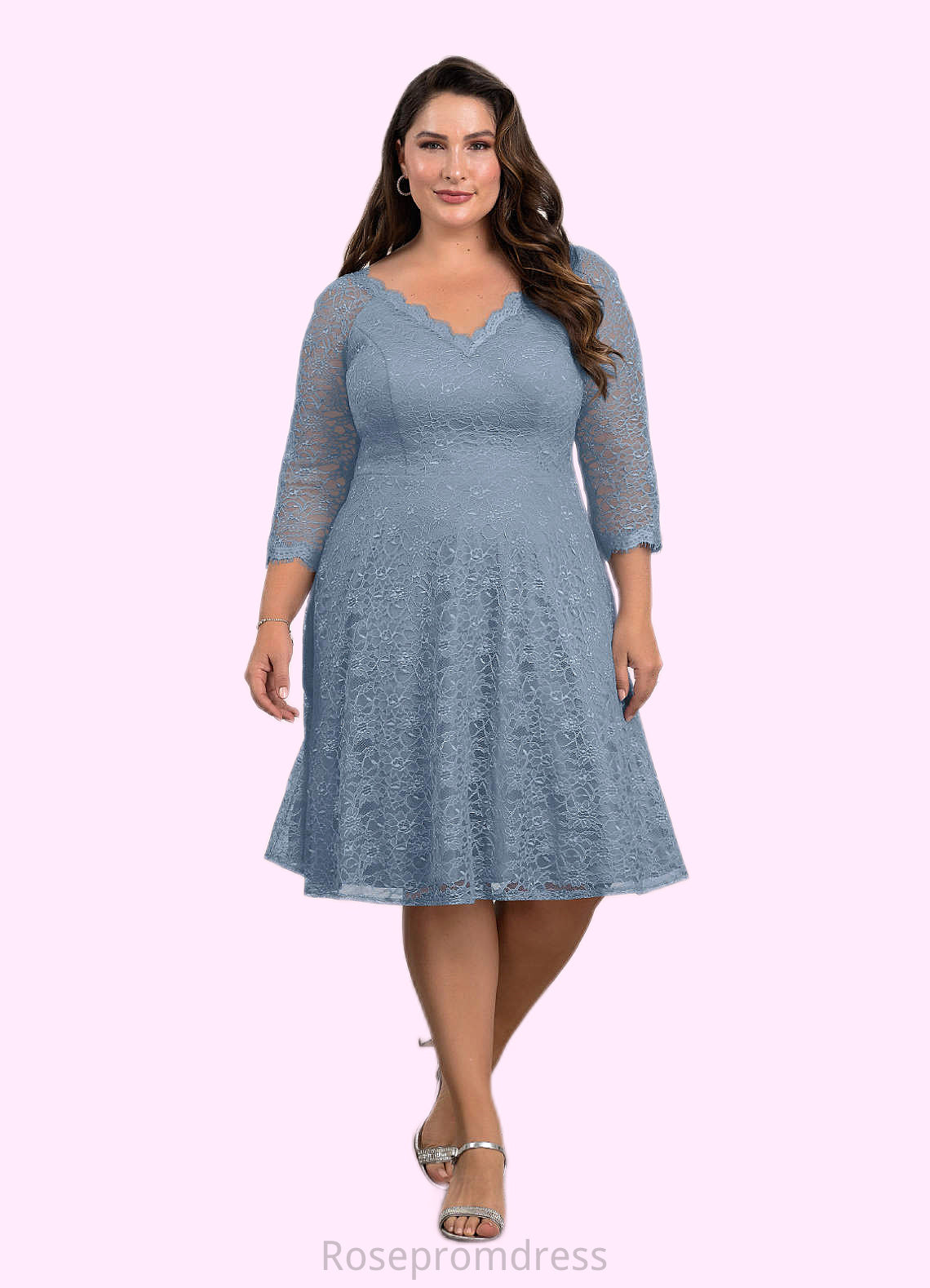 Jaycee A-Line Lace Knee-Length Dress SRSP0019899