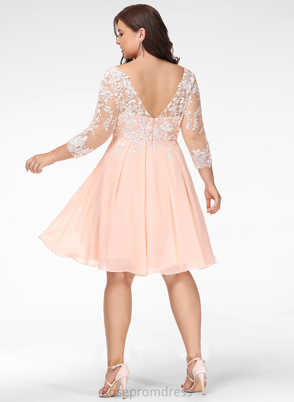 Lace With Dress Lace Cocktail Dresses Knee-Length Lucinda A-Line Chiffon Neck Cocktail Scoop