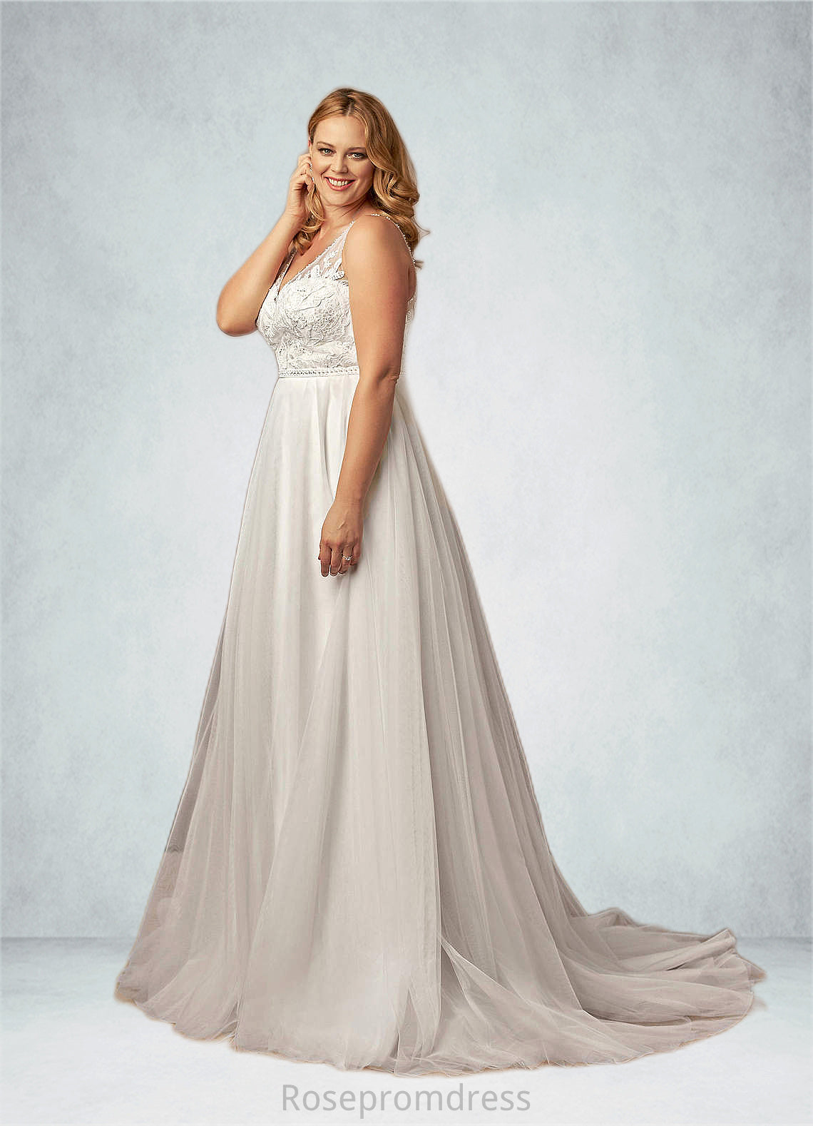 Tiara A-Line Sequins Tulle Chapel Train Dress SRSP0020100