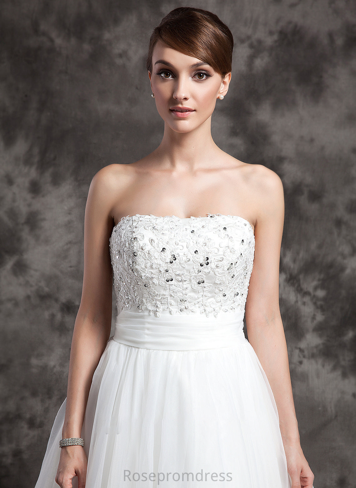 Satin With Victoria Ball-Gown/Princess Beading Wedding Wedding Dresses Ankle-Length Organza Lace Strapless Dress