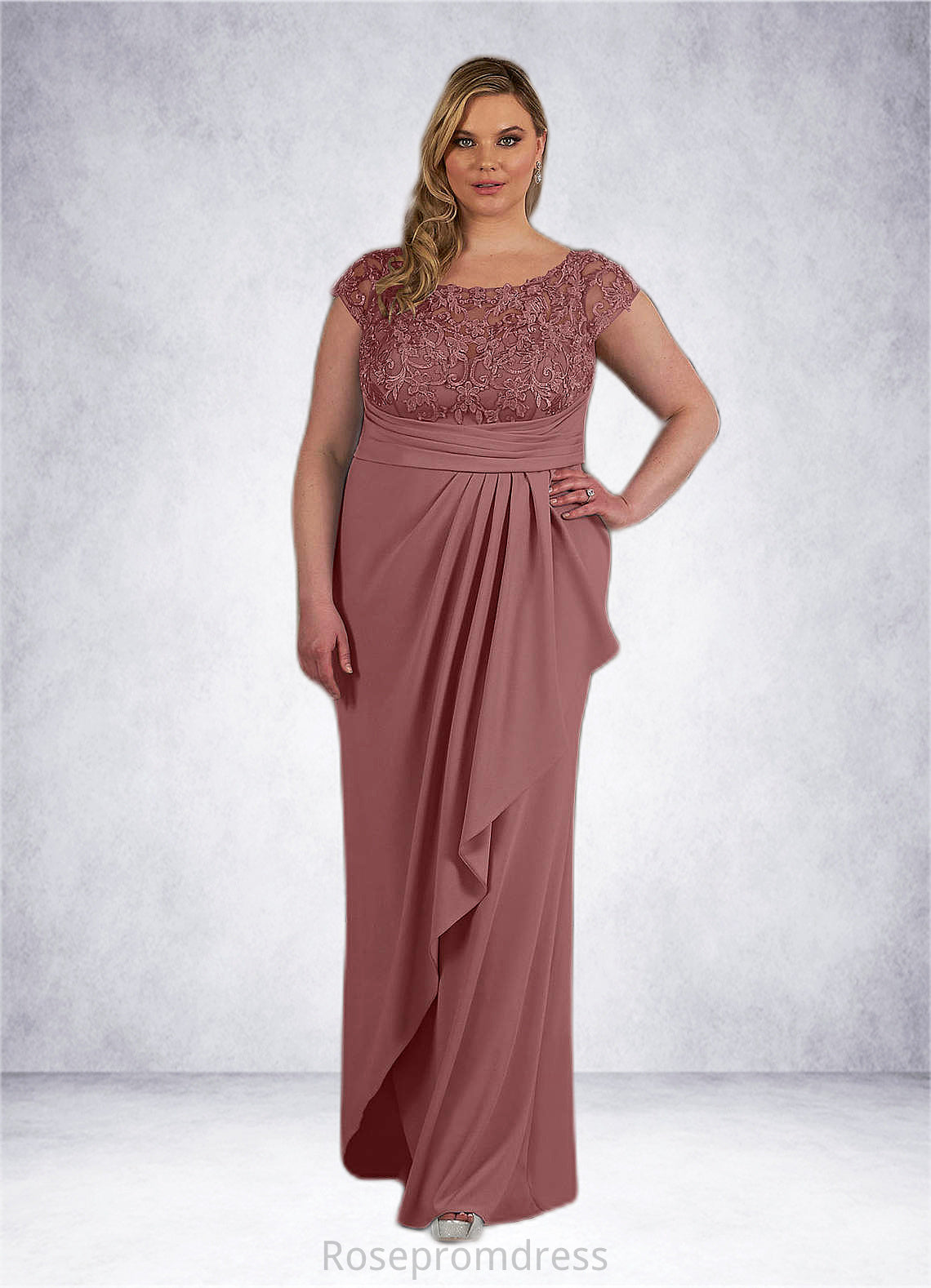 Jacquelyn Mermaid Lace Stretch Crepe Floor-Length Dress SRSP0019898