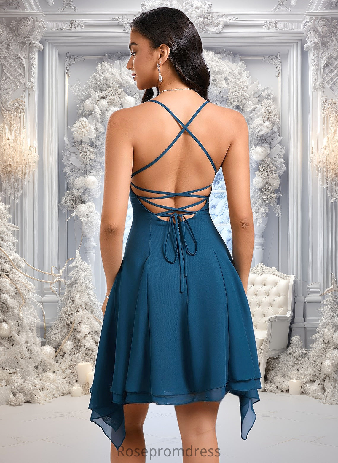 Kiersten A-line Straight Asymmetrical Chiffon Homecoming Dress DSP0025721