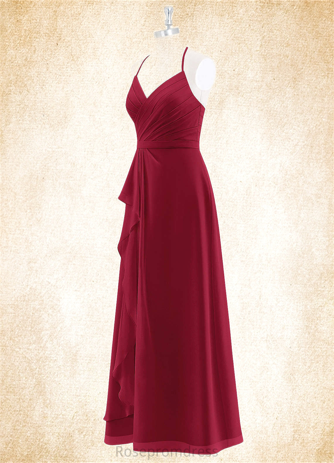 Sandra A-Line Pleated Chiffon Floor-Length Dress SRSP0019722