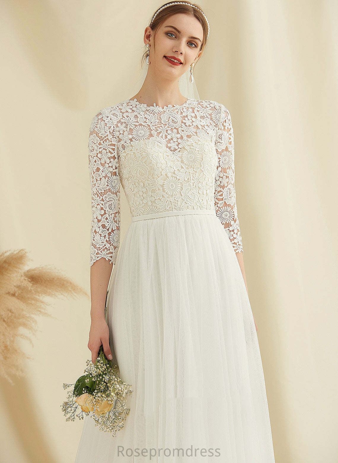 Maia Sweep Wedding Wedding Dresses A-Line Dress Train Lace Tulle