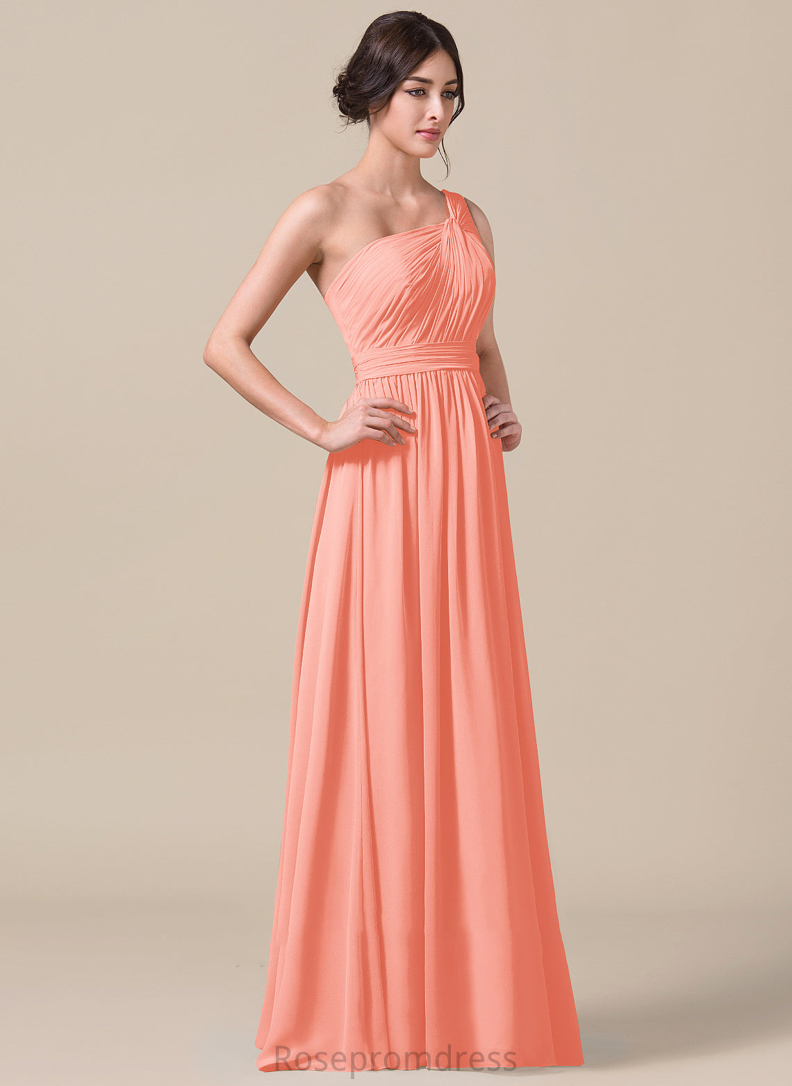Neckline One-Shoulder Ruffle Length Fabric A-Line Silhouette Floor-Length Embellishment Destiny Natural Waist Floor Length Bridesmaid Dresses