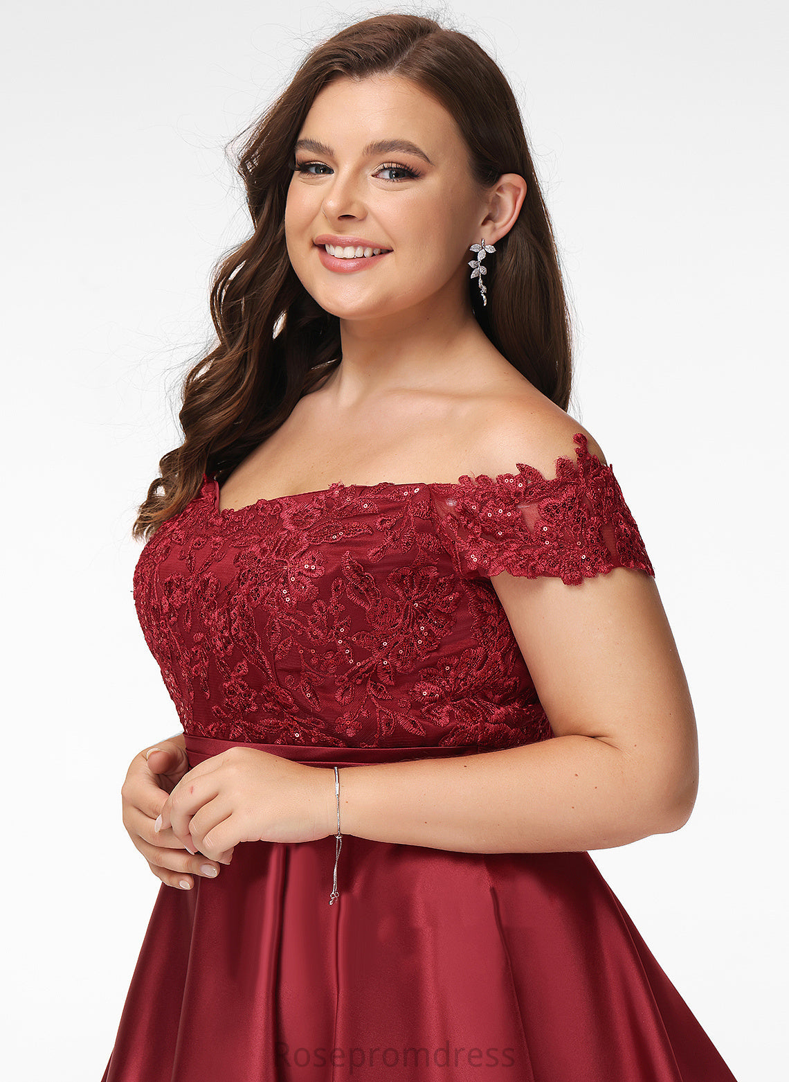 Sequins A-Line Knee-Length Dress Salma With Off-the-Shoulder Cocktail Cocktail Dresses Satin Lace