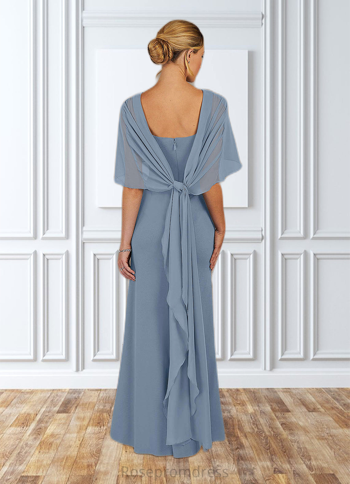 Rosa Sheath Chiffon Floor-Length Dress SRSP0019827