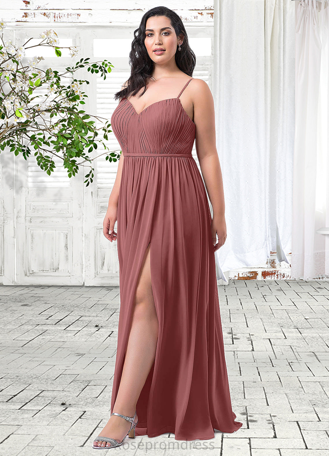 Ariana A-Line Sweetheart Neckline Chiffon Floor-Length Dress SRSP0019696
