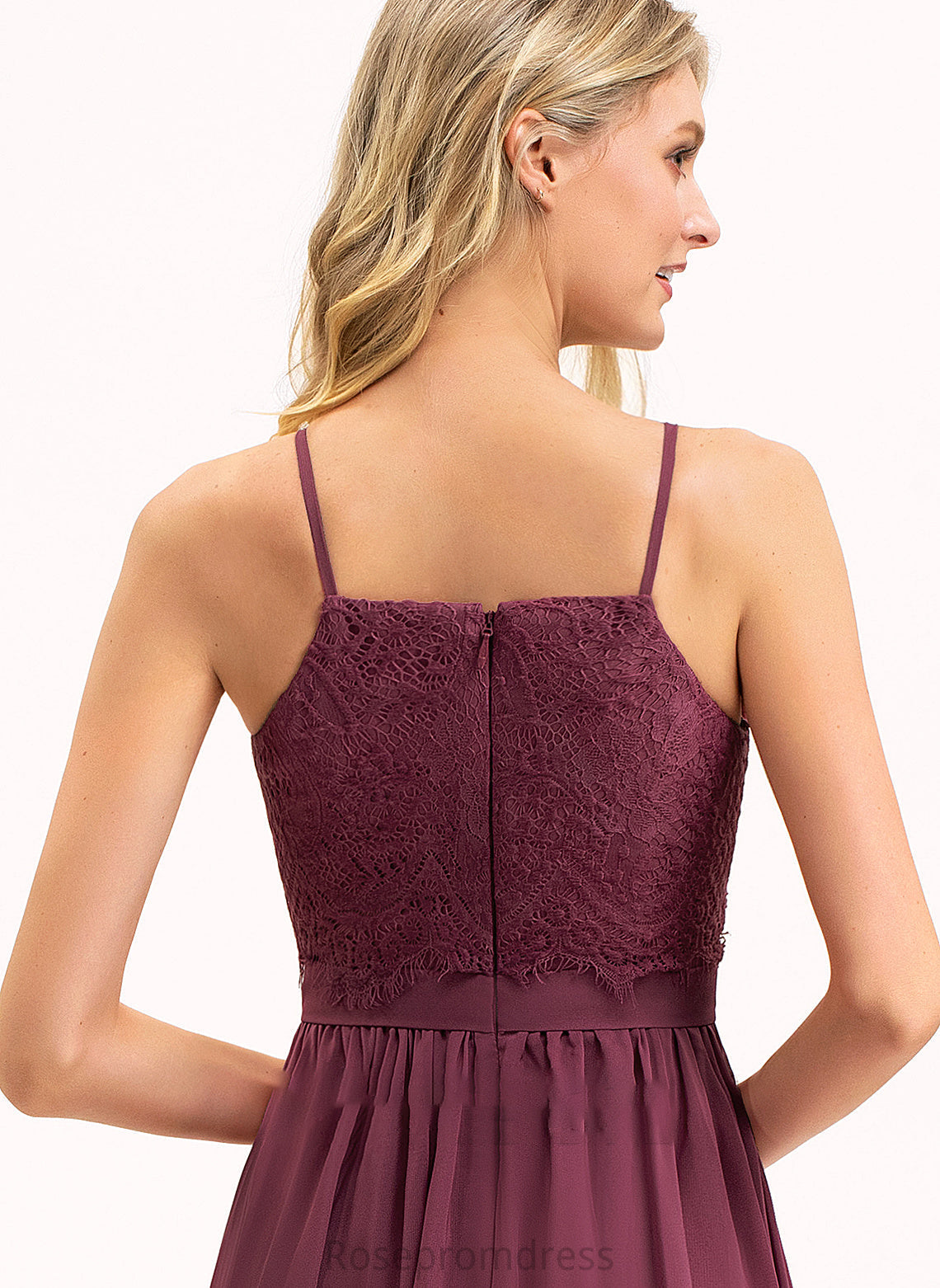 A-Line Length Lace Neckline Fabric Floor-Length Straps SquareNeckline Silhouette Anabel Bridesmaid Dresses