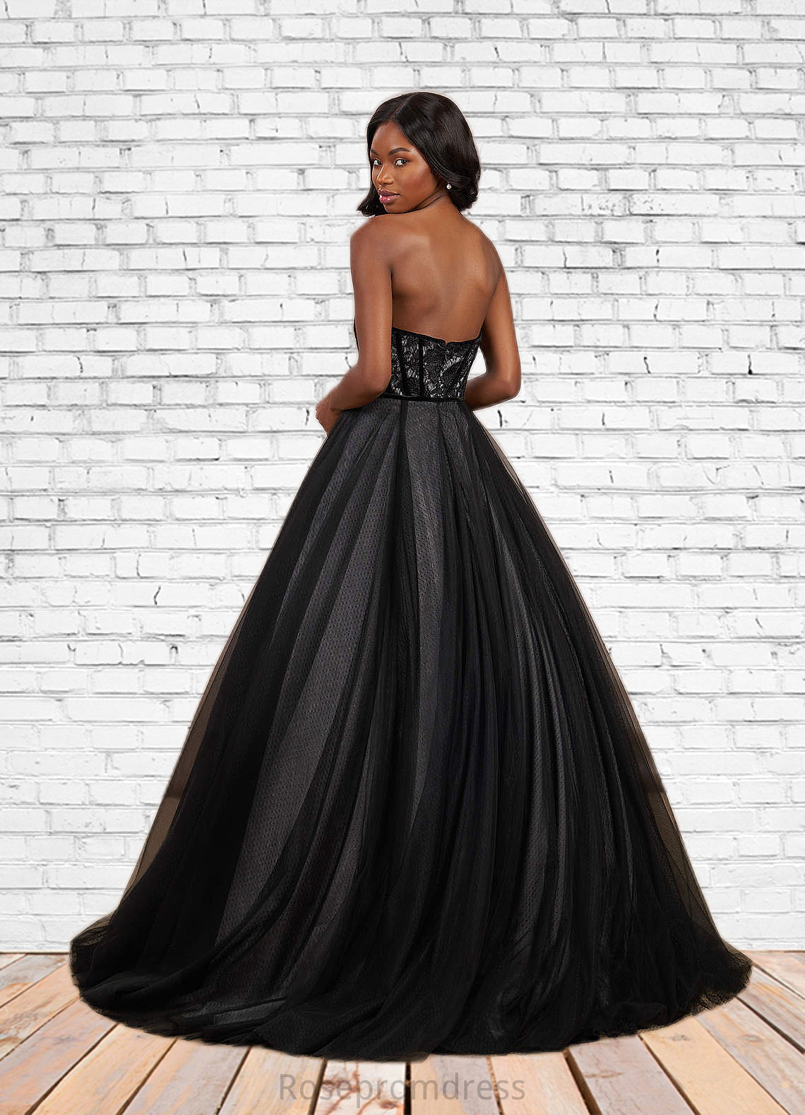 Mariam Ball-Gown Lace Tulle Sweep Train Dress SRSP0020117