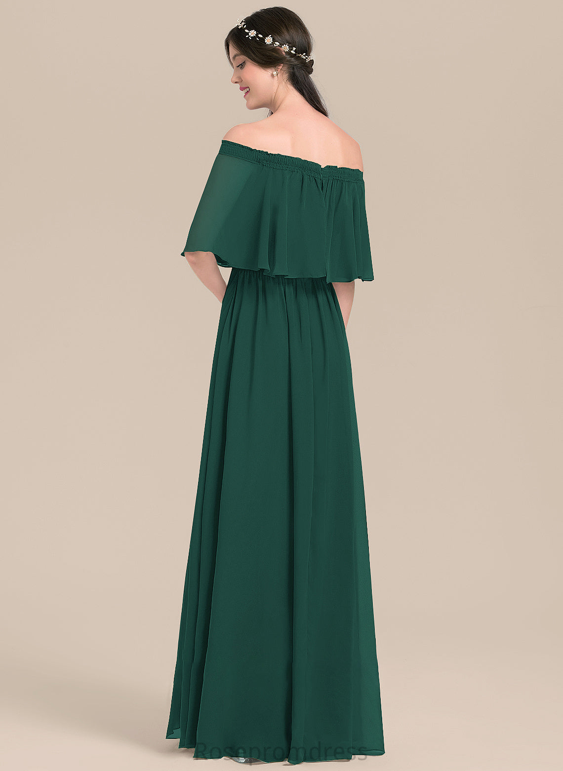 Fabric Silhouette Length Neckline Embellishment Off-the-Shoulder SplitFront A-Line Floor-Length Haley High Low Natural Waist Bridesmaid Dresses