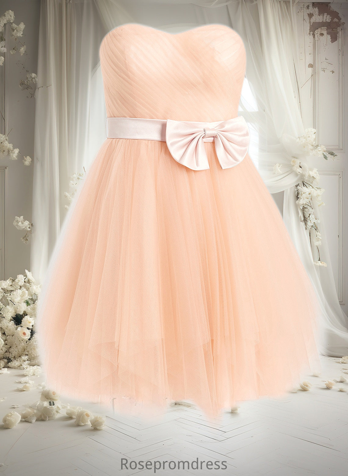 Viola Ball-Gown/Princess Sweetheart Short Tulle Homecoming Dress With Bow DSP0025719