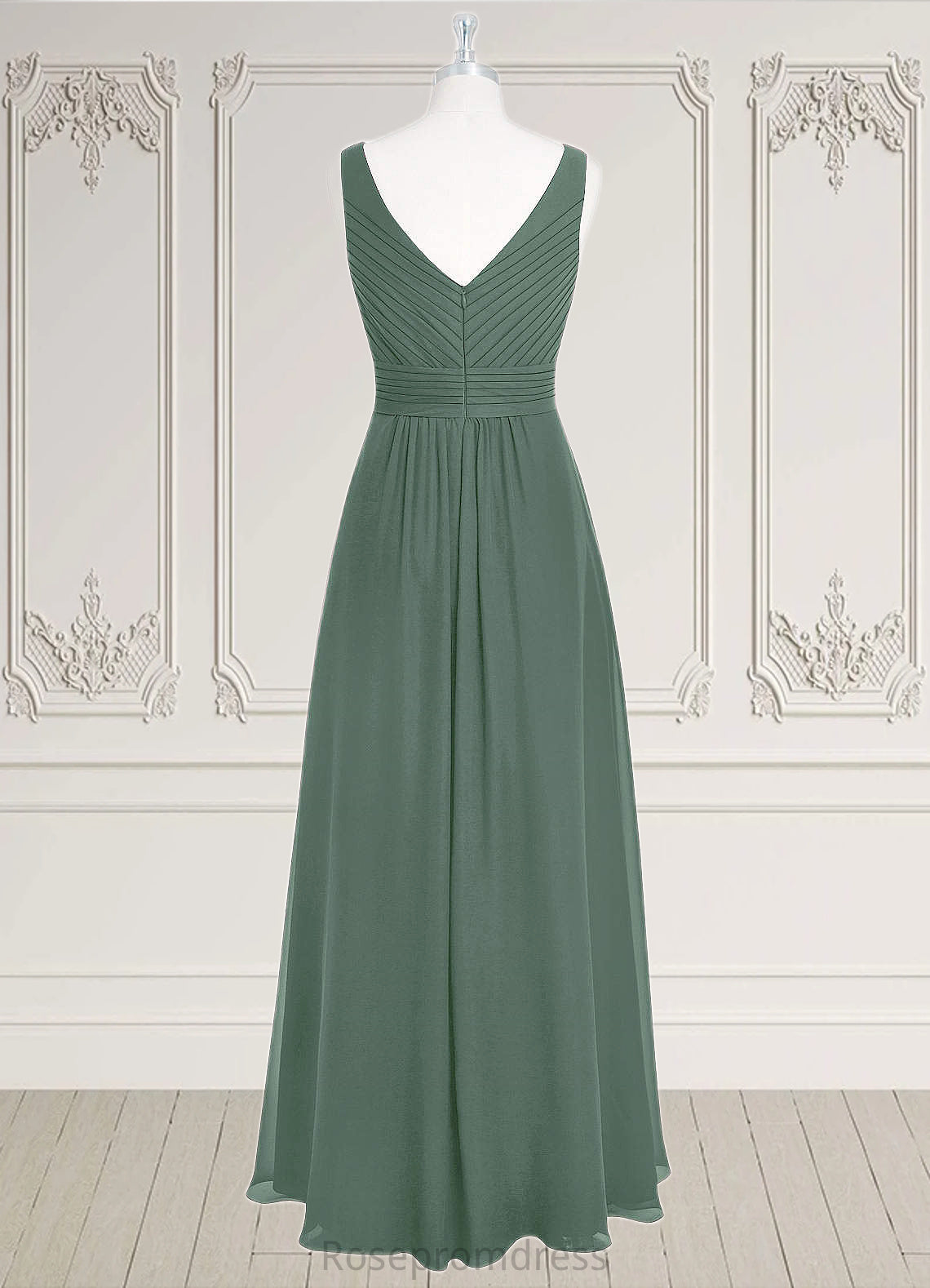 Allison A-Line Pleated Chiffon Floor-Length Dress SRSP0019658