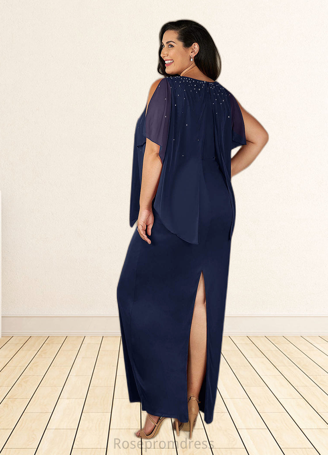Chloe Sheath Beaded Mesh Floor-Length Dress SRSP0019856