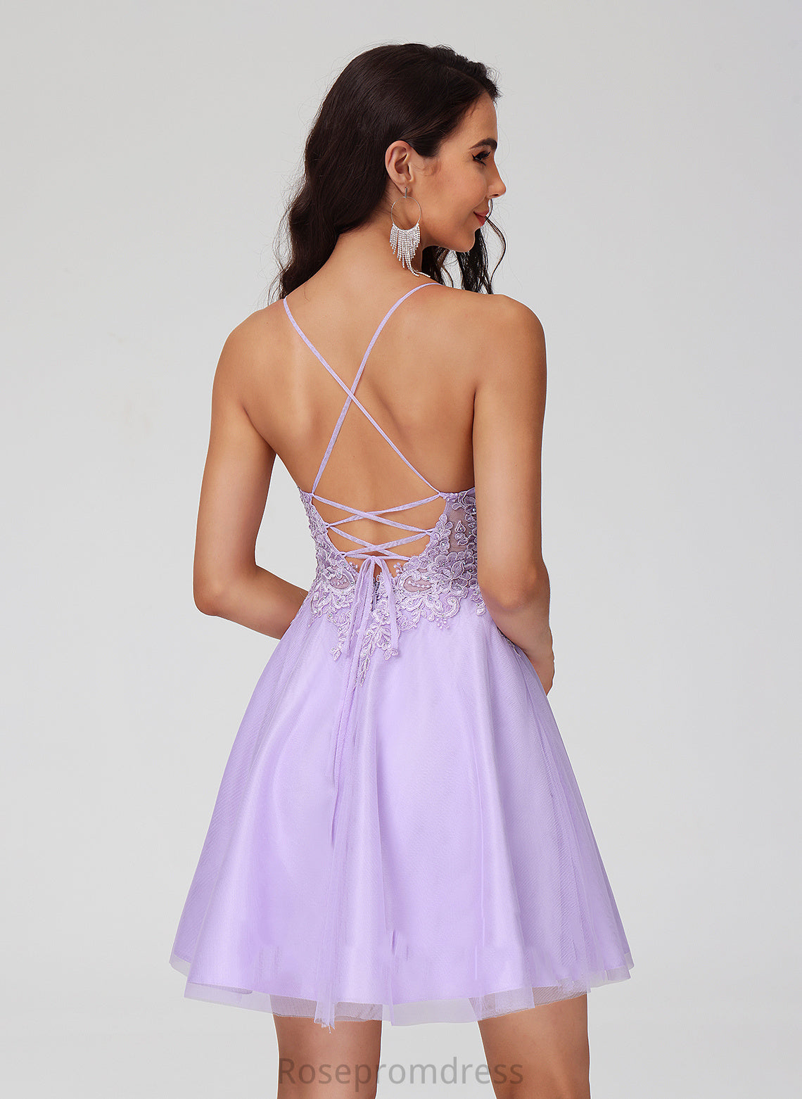Dress Beading Madalyn V-neck Homecoming Homecoming Dresses With Tulle Short/Mini A-Line Lace