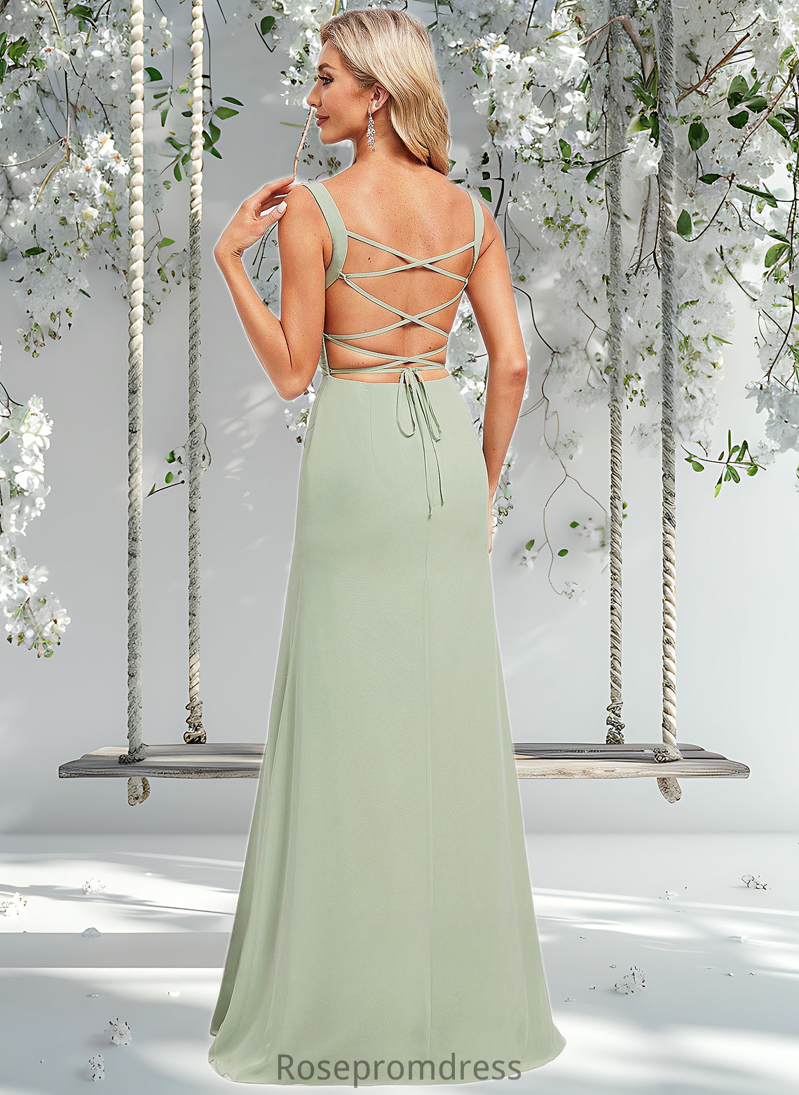 Alisa Trumpet/Mermaid Square Floor-Length Chiffon Bridesmaid Dress DSP0025808