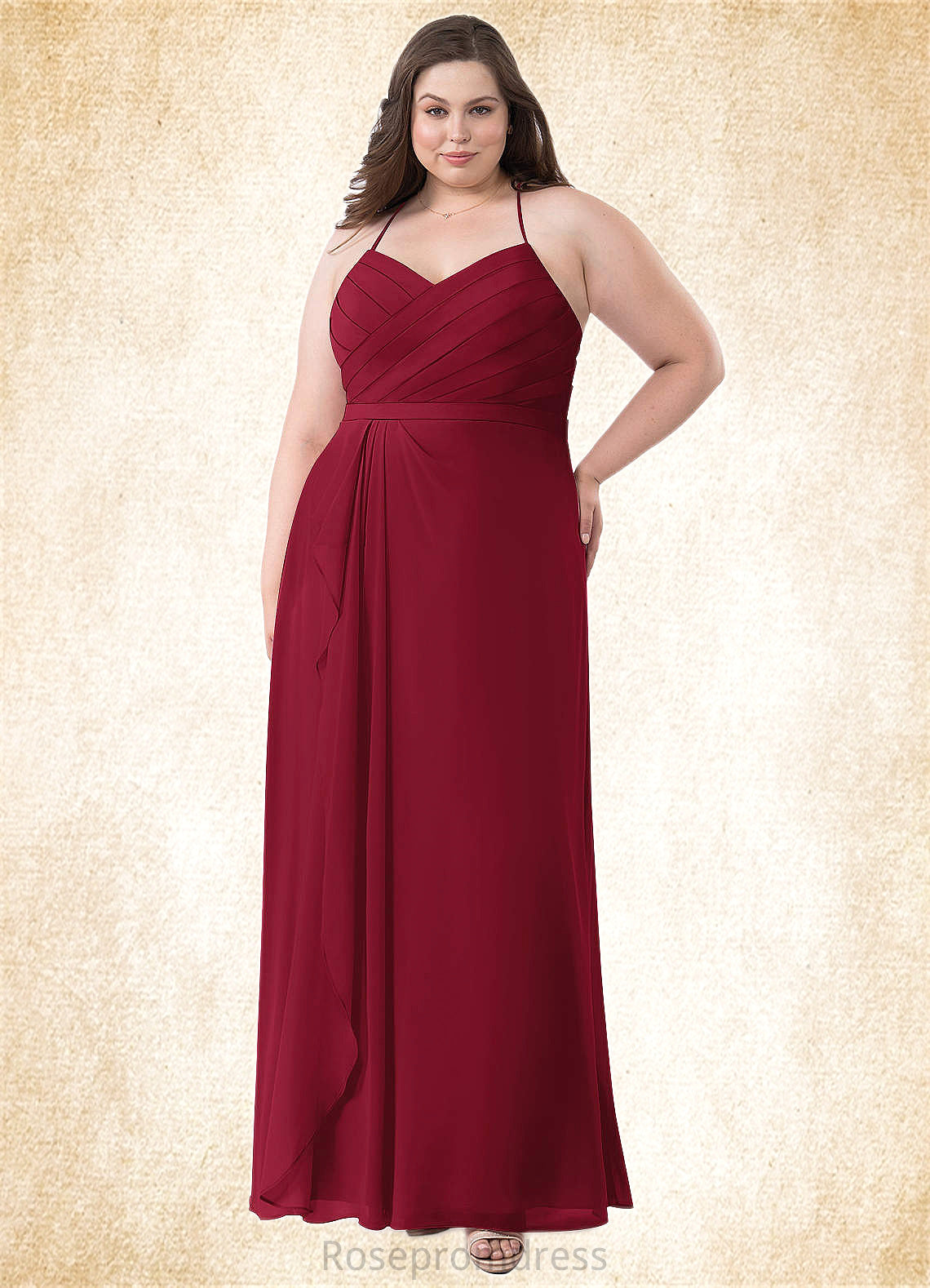 Sandra A-Line Pleated Chiffon Floor-Length Dress SRSP0019722