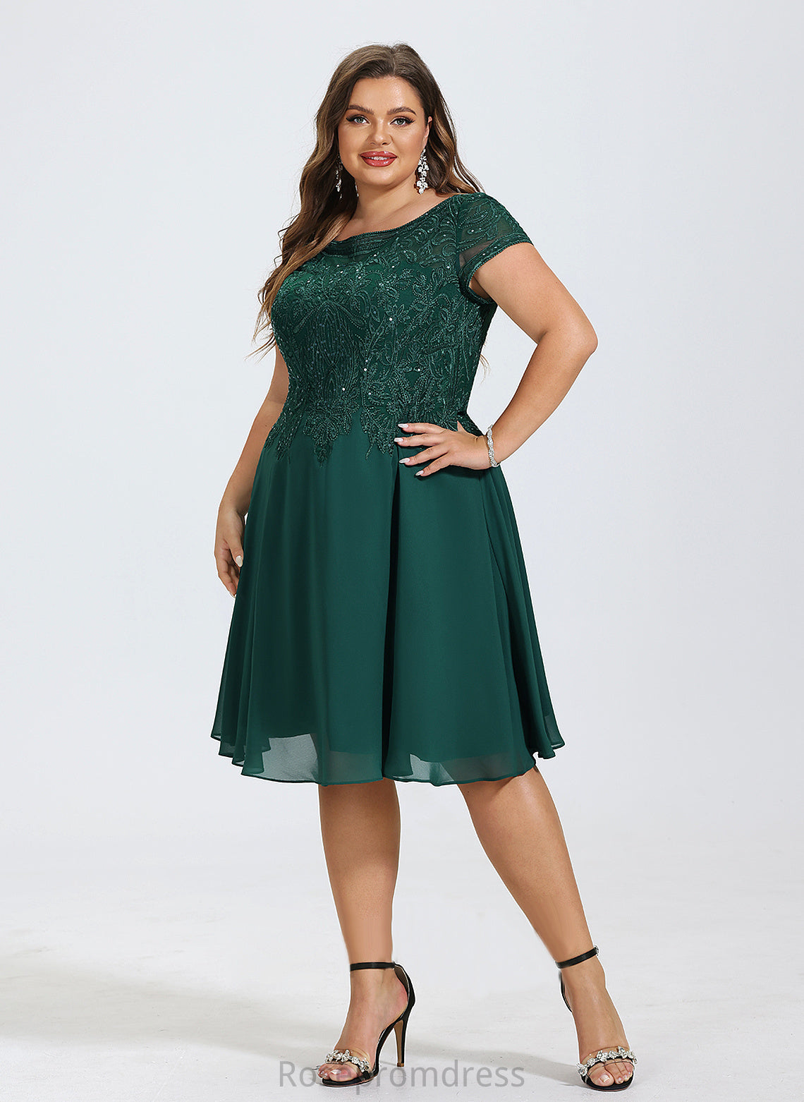 A-Line Scoop Neckline Silhouette Fabric Length Embellishment Knee-Length Sequins Marcie V-Neck Sleeveless Bridesmaid Dresses