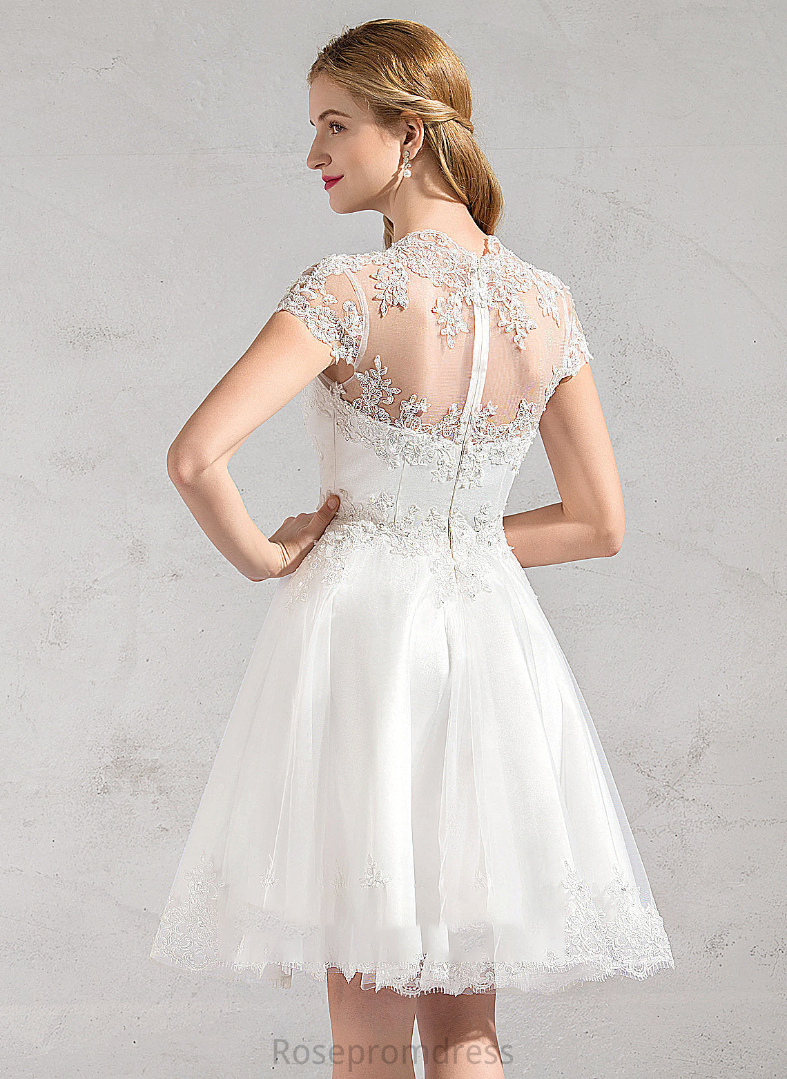Appliques Wedding Dress Lace Knee-Length Selah Lace Sequins With Wedding Dresses A-Line V-neck Tulle Beading