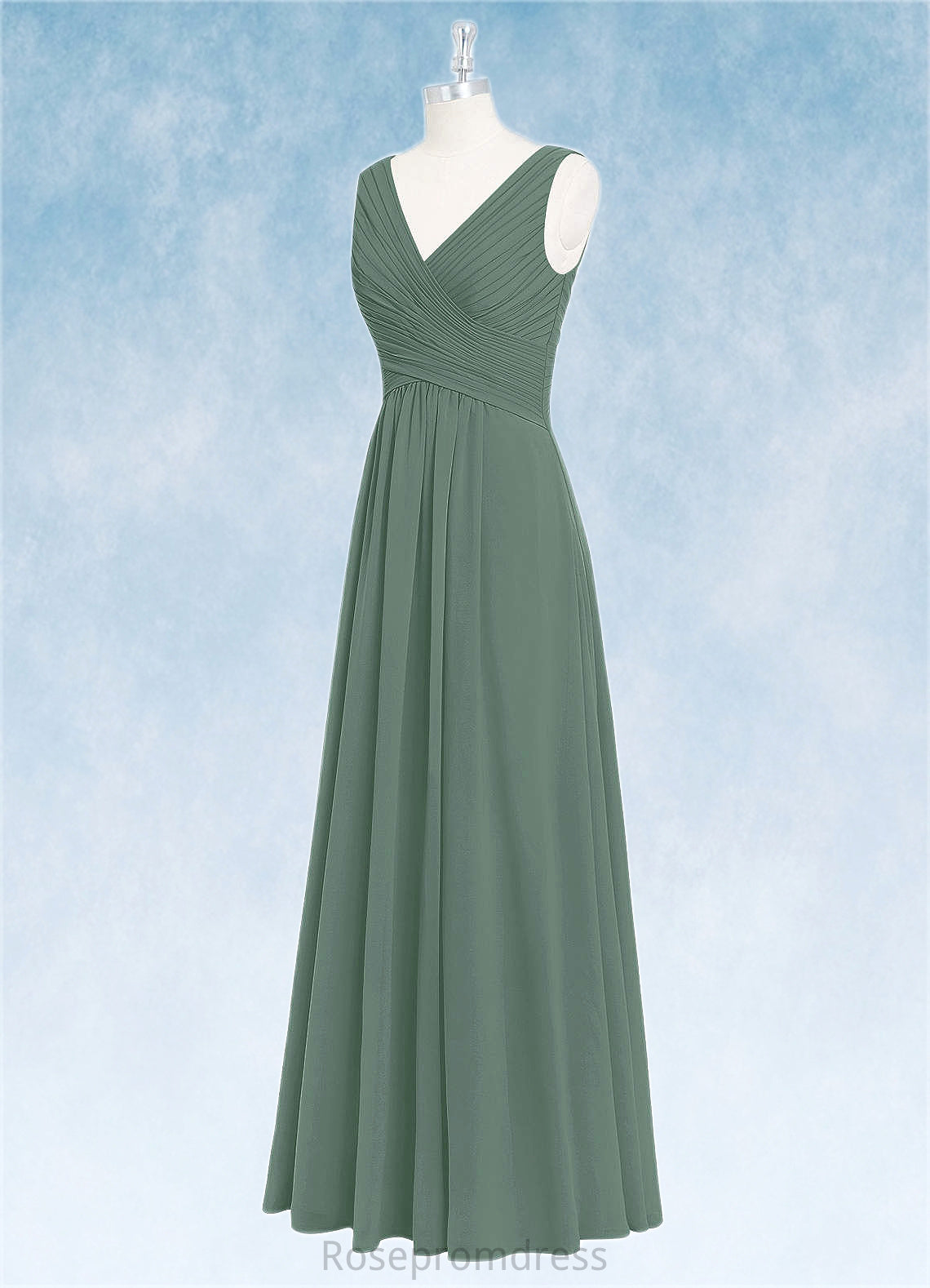 Sharon A-Line Pleated Chiffon Floor-Length Dress SRSP0019699