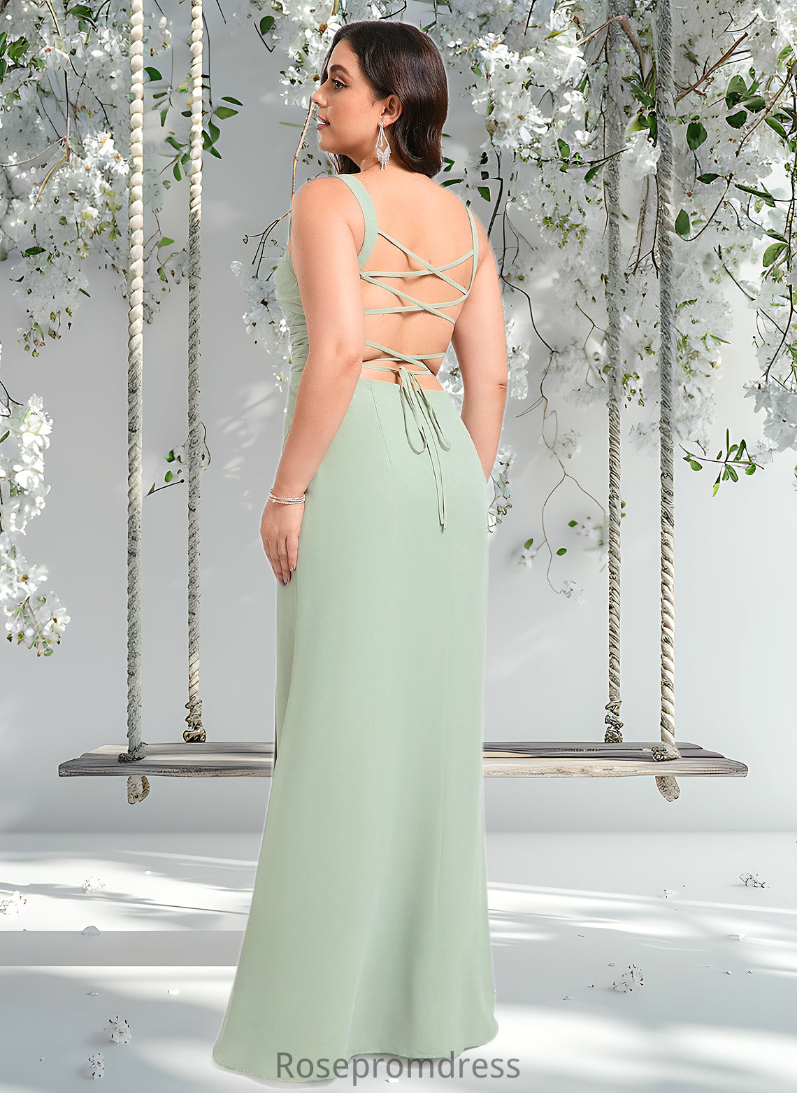 Alisa Trumpet/Mermaid Square Floor-Length Chiffon Bridesmaid Dress DSP0025808